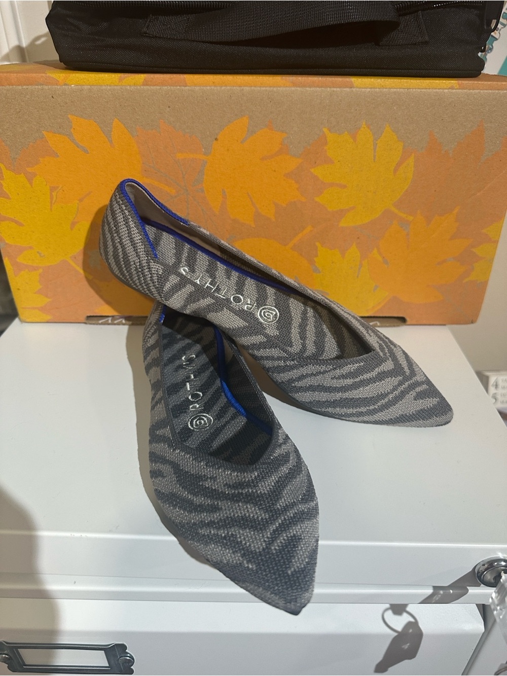 Rothy's Gray Zebra-Print Pointed Toe Flats